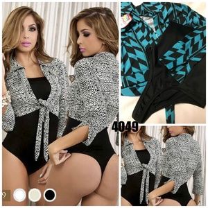 Blue  long sleeves with tummy control bodysuit